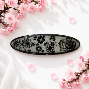گیره مو فرانسوی مجلسی طرح گل مشکی