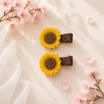 گیره مو طرح گل آفتابگردان پارچه ای