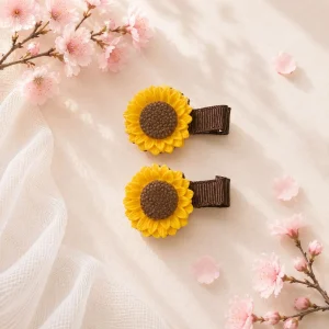 گیره مو طرح گل آفتابگردان پارچه ای