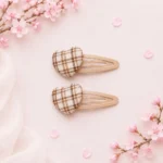 گیره مو قلب طرح چهارخونه