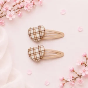 گیره مو قلب طرح چهارخونه